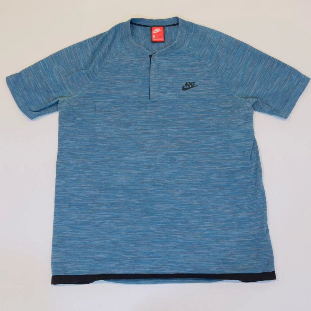 Nike Tech Knit Button Collar Shirt Men’s Medium Blue Blend